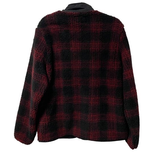 GOODFELLOW & CO JACKET MENS L HIGH PILE FLEECE FAUX FUR BLACK RED POCKETS NWT - Picture 2 of 9